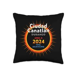 2024 Eclipse : Ciudad Canatlán MEXICO : UMBRAPHILE Ciudad Canatlán Mexico Total Solar Eclipse 2024 : 2 :: Throw Pillow, 16x16, Multicolor
