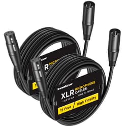 InnoGear XLR Microphone Cables, 15 Feet 2 Pack Oxygen-Free Copper Male to Female 3-Pin Balanced XLR Mic Cables Cord for Speaker Podcast Audio Mixer DMX Effector Amplifier Sound Card, Black