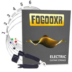 FoGooxr Premium Coated Nickel Electric Guitar Strings with Vibrant Colors - Enhanced Sound Quality Bronze Include 3-in-1 String Winder and 3pcs Picks