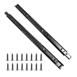 Hitefu 1 Pair Drawer Slides 16 Inch, 2 Section Black Drawer Rails Full Extension Ball Bearing Dresser Drawer Slide Glides, Drawer Runners, Side Mounting