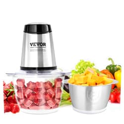 VEVOR Food Processor, Mini Electric Chopper 400W, 2 Speeds Electric Meat Grinder, Stainless Steel Meat Blender, for Baby Food, Meat, Onion, Vegetables, 8 Cup + 5 Cup