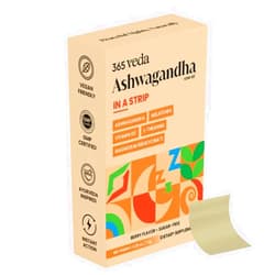 365veda Ashwagandha Oral Strips 100 mg KSM 66 Ashwagandha, L-Theanine, Melatonin, Vitamin D2 and Magnesium, Vegan Strips for Men and Women, Sugar-Free, Non-GMO, 30 Oral Strips (Berry)