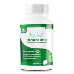 Safrel - Extra Strength Headache Relief Acetaminophen with Aspirin (NSAID) & Caffeine (300 Caplets) Value Pack | Head Pain Relief, Muscle Aches, Back Pain & Body | Generic Excedrin Extra Strength