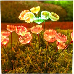 JURASNOW Solar Fiber Optic Jellyfish Wiggle Lights with Cricket Sound, Garden Lights, Waterproof, Yard Decoration (4pcs)