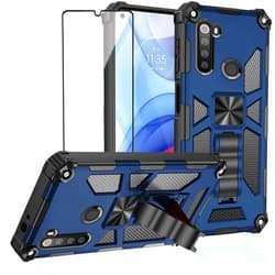 Asuwish Phone Case for Xiaomi Redmi Note 8 with Tempered Glass Screen Protector Cover And Cell Accessories Hybrid Kickstand Stand Dual Layer Rugged Hard Full Body Protective Redme Note8 Women Men Blue