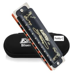 East top Diatonic Blues Harmonica key of Paddy C, 10 Holes 20 Tones 008K Blues Harp Diatonic Mouth Organ Harmonica, Standard Harmonica for Adults, Professionals and Students