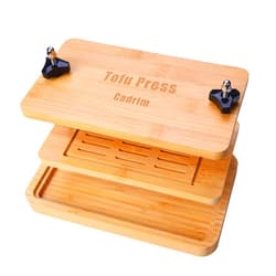 Cadrim Tofu Press, Cadrim Bamboo Tofu Presser with Tofu Strainer and Drip Tray, BPA Free - Easily Remove Water from Tofu and Other Food, Tofu Drainer and Squeezer