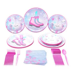Blue Orchards Ice Skating Party Standard Pack (100 Pieces for 16 Guests ) - Ice Skating Birthday Party Decorations, Winter Skates Party Supplies, Winter Onederland, Ice Skating Party for Girls, Skating Party