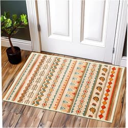 YIMEIS Washable boho Front door mat outside entrance 2x3 entryway rug,Front Door Indoor Entrance,bathroom rugs Low Pile Throw Rugs for Entryway, Kitchen, bath mat Entry rug (boho chromatic, 2 * 3)
