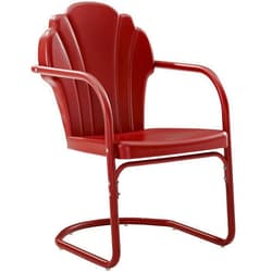 Crosley Furniture Tulip 2-Piece Outdoor Chair Set, Retro Metal Patio Chairs for Dining, Porch, Deck, Balcony, Dark Red Satin