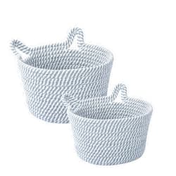 LUSCREAL Cotton Rope Baskets for Storage (Grey, Small Size 1-Pack, Large Size 1-Pack)