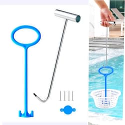 Generic Pool Skimmer Basket Handle, Pool Skimmer Basket Handle Suitable for All Skimming Baskets, Pool Filter Basket Handle Cleaning Tool for Hands Safe and Clean, White