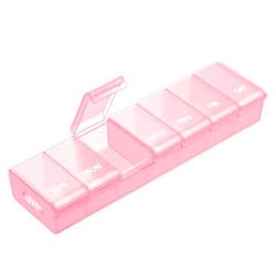 AUVON Pink XL Weekly Pill Organizer with Effortless Opening Design, Arthritis Friendly Pill Box, BPA-Free Pill Organizer 7 Day, Cute & Portable Pill Case for Vitamins, Supplements and Medications