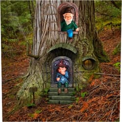 Brableewear Garden Gnome Statue Elf Out The Door Tree Hugger Funny Garden Tree Faces Decor Garden Peeker Yard Art Tree Sculpture Outdoor Ornament