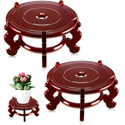 Geetery 2 Pcs 8 Inch Wooden Plant Stands, Chinese Fishbowl Display Stands Indoor, Oriental Style Indoor Furniture Plant Stand Vase Stand Accessories Decor
