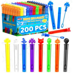 OleFun 200 Pcs Halloween Bubble Wands, Bulk Halloween Party Favors for Kids, Ideal Halloween Goodie Bag Stuffers, Treat Bags Fillers, School Classroom Prizes