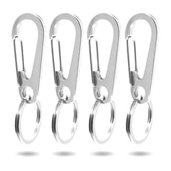 Fiyoom 4 Pack Dog Tag Clips Durable Dog ID Tag,304 Stainless Steel Quick Clip and Rings,Easy Change Pet ID Tag Holder for Dog Cat Collars and Harnesses