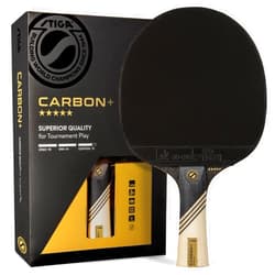 STIGA Carbon+ Ping Pong Paddle – 7-ply Extra Light Carbon Fiber Blade – 2mm Premium Sponge – Concave Pro Handle for Exceptional Grip – Performance Table Tennis Racket for Tournament-Level Play Red