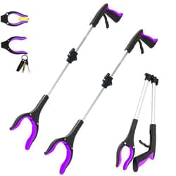 GrabRunner 2 Pack 32 inch GrabRunner Heavy Duty(up to 10 lbs) Reacher Grabber Tool with Strong Magnetic (New Purple)