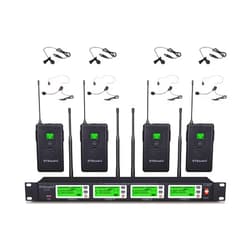 GTDaudio GTD Audio 4x800 Adjustable Channels UHF Diversity Wireless Cordless Lavalier/Lapel/Headset Microphone Mic System 400fts (4 Body Packs)