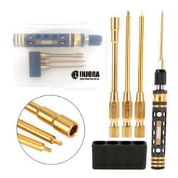 INJORA RC tool Kit 3 in 1 Screwdriver 0.05inch 1.5mm Hex Nut Drivers 4mm for SCX24 Gladiator Bronco C10 JLU Deadbolt Other RC Model Car