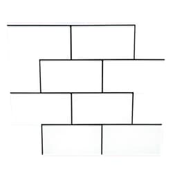 CASAPALACE White Subway Backsplash Peel and Stick Glass Tile, Glass Backsplash Stick on Wall Tiles with Black Frame (15