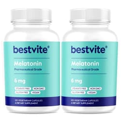 BESTVITE Melatonin 6mg (240 Vegetarian Capsules) (120 x 2) - No Stearates - Vegan - Non GMO - Gluten Free