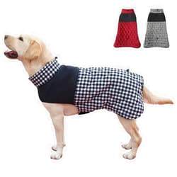 KOOGAL Dog Jackets for Winter, Reversible Dog Coat Windproof Waterproof Dog Winter Jackets for Cold Weather, British Style Plaid Dog Coats Warm Dog Vest for Small Medium Large Dogs (Black, 4XL)