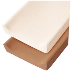 Konssy 2 Pack Muslin Changing Pad Cover for Baby Girls Boys 100% Cotton Fitted Diaper Changing Table Cover Set, Soft Changing Pad Sheets (Brown, Cream)