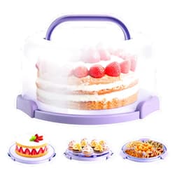 Ohuhu Cake Holder, BPA-Free Cake Carrier with Lid and Handle Cake Transport Container Portable Cake Keeper Two Sided Base for Pies Cookies Nuts Fruit etc - Suitable for 10 inch Cake Perfect Gifts