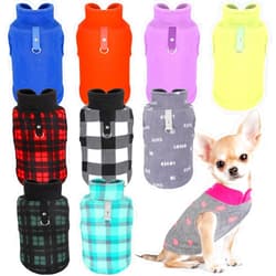 Reginary 10 Pack Small Dog Sweaters Fleece Pet Dog Clothes with Leash Ring Soft Warm Winter Puppy Plaid Shirt(Stylish)