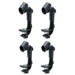 QWORK Drum Microphone Holder, 4 Pack Adjustable Drum Microphone Clip, Ring Mounting Clip Snare Drum Clip Sleeve, Mic Hoop Rim Snare Clamp, Black