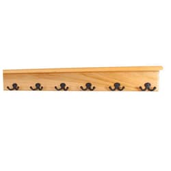 PegandRail Solid Cherry Shelf Coat Rack with Aged Bronze Double Style Hooks - Made in The USA (Natural, 31
