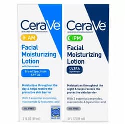 CeraVe Day & Night Face Lotion Skin Care Set | Contains CeraVe AM Face Moisturizer with SPF 30 and CeraVe PM Face Moisturizer | Fragrance Free 3 Fl Oz (Pack of 2)