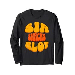 BizzyflyUSA Sir Snacks A Lot Funny Retro Food Lover Mens Boys Teen Youth Long Sleeve T-Shirt
