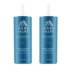 Oars + Alps Mens Moisturizing Body and Face Wash, Skin Care Infused with Vitamin E and Antioxidants, Sulfate Free, Fresh Ocean Splash, Travel Size 3.4oz, 2 Pack