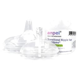 ANPEI Straw and Sippy Cup Transitional Nipples Set of 2 with Nipple Storage Case Compatible with Comotomo Baby Bottles, 5 oz and 8 oz