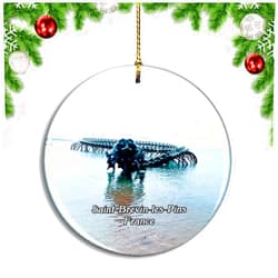Weekino Saint-Brevin-les-Pins France Le Serpent d'Ocean Christmas Ornament Xmas Tree Decoration Hanging Pendant Travel Souvenir Collection Double Sided Porcelain 2.85 Inch