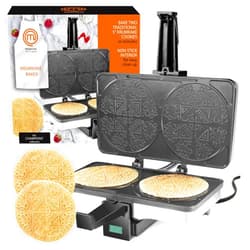 SCS Direct MasterChef Krumkake Baker-Make 2 Homemade Pizzelle Like Cookies, Great for Cannoli Filling & Waffle Cones, Fun Nonstick Electric Iron Press Kitchen Appliance-Home Made Treats