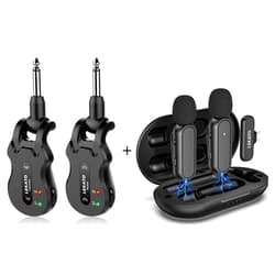 LEKATO Wireless Guitar System 5.8G Wireless Guitar Transmitter Receiver and Wireless Lavalier Microphone for Android Phone with USB-C