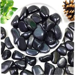 YISZM 2lbs Black Pebbles for Plants, 1-2 Inch High Polished Natural River Rocks for Landscaping, Decorative Stones Vase Filler Fish Tank Aquariums Garden Outdoor and Indoor DIY
