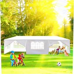 BELANITAS Event Tent with 8 Sidewalls Heavy Duty Wedding Tent for Parties 10x30 Party Tent with Windows, Zipper Doors,Ropes and Nails for Home Birthday Graduation Ceremony,White