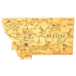 Totally Bamboo Destination Montana State Shaped Serving and Cutting Board, Includes Hang Tie for Wall Display