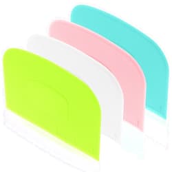 Aedida 4 Piece Plastic Dough Scraper Bowl Scraper Flexible Multipurpose Food Scraper Plastic Dough Cutter for Bread Cake Dough Fondant Icing (White, Green, Blue, Pink)