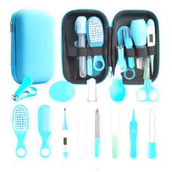 Esonto Baby Healthcare and Grooming Kit, 14 in 1 Baby Safety Set Newborn Nursery Health Care Set with Hair Brush Scale Nail Clippers for Baby Girls Boys (Blue 14 in 1)