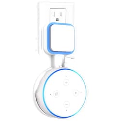 SaifSmart Outlet Wall Mount Hanger Holder for Dot 3rd Gen, Compact Bracket Case Plug and Built-in Cable Management for Kitchen Bathroom, Bedroom (White)