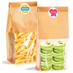 SixWeKit 50 Pack Kraft Paper Bread Bags with Clear Window, 11