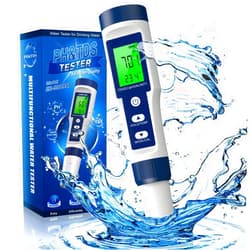 TakeCase2 5 in 1 TDS Meter, Pool Salt Tester, 0.01 High Accuracy Digital PH Meter for Water, PH/TDS/EC/Salt/Temp Tester, PPM Meter Water Tester for Drinking Water, Hydroponics, Plants, Aquarium and Pool