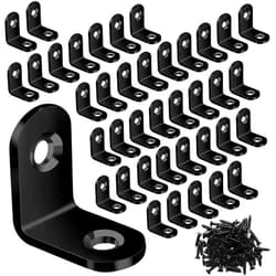 SEANSDA 40PCS L Bracket Corner Brace Sets, Stainless Steel Corner Bracket, 90 Degree Right Angle Bracket, Metal L Brackets for Shelves Wood Furniture Cabinet Chair Drawer with 80PCS Screws, Black (20mmx20mm)