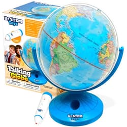 Thin Air Brands Dr. STEM Toys Talking World Globe with Interactive Stylus Pen and Stand, Colorful Map for Early Learning and Teaching - Includes Trivia, Q&A, and Music - 9 Inches in Height, Ages 6+